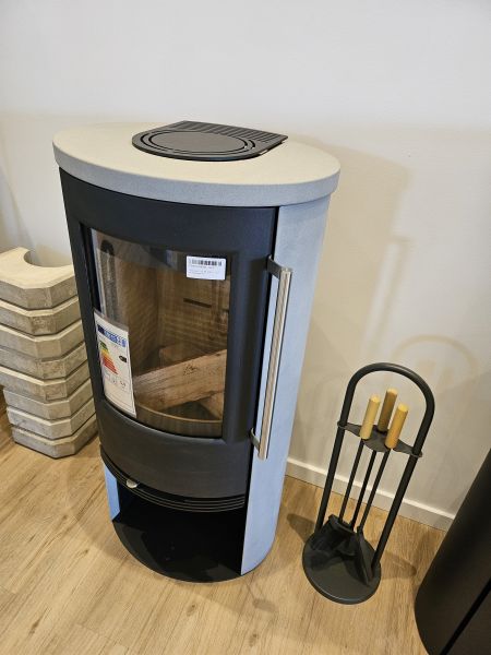 TermaTech TT21RS GREY Ausstellungsstück | Kaminofen BimSchV2 | abgerundete Seiten | grauer Sandstein | schwarz lackiert | 5 kW